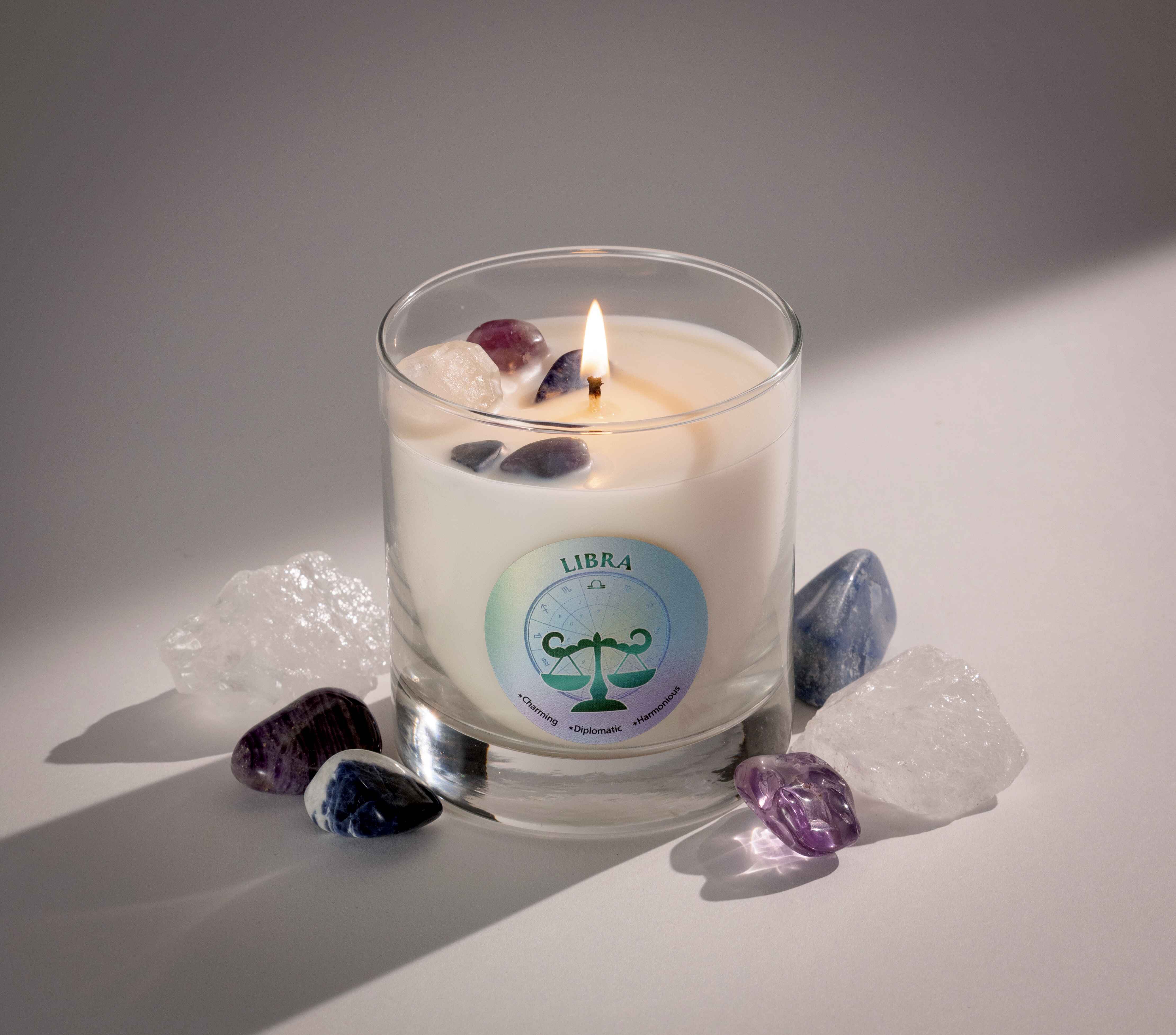 Buy Libra Crystal Infused Zodiac Essential Oil Candle