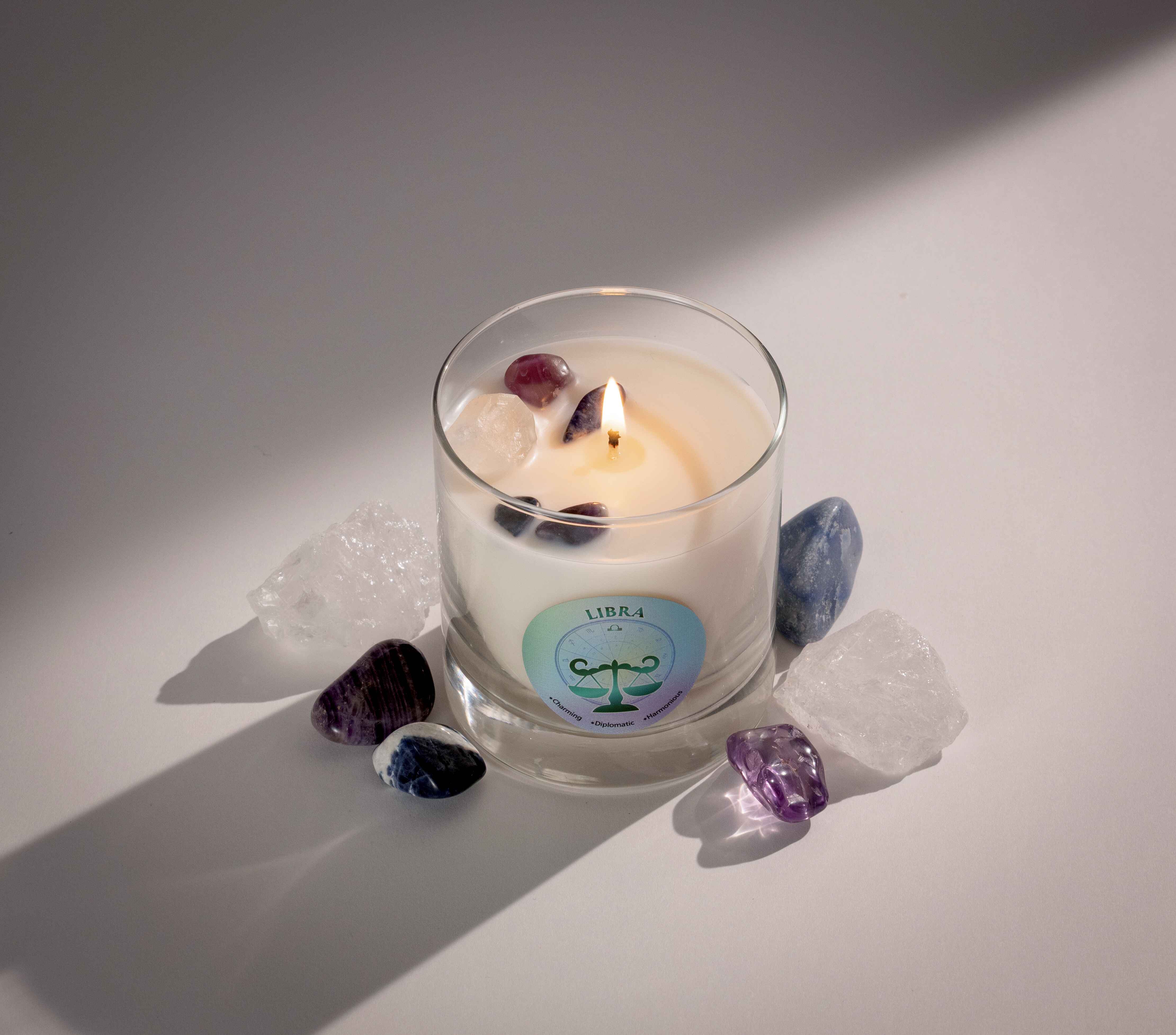 Buy Libra Crystal Infused Zodiac Essential Oil Candle