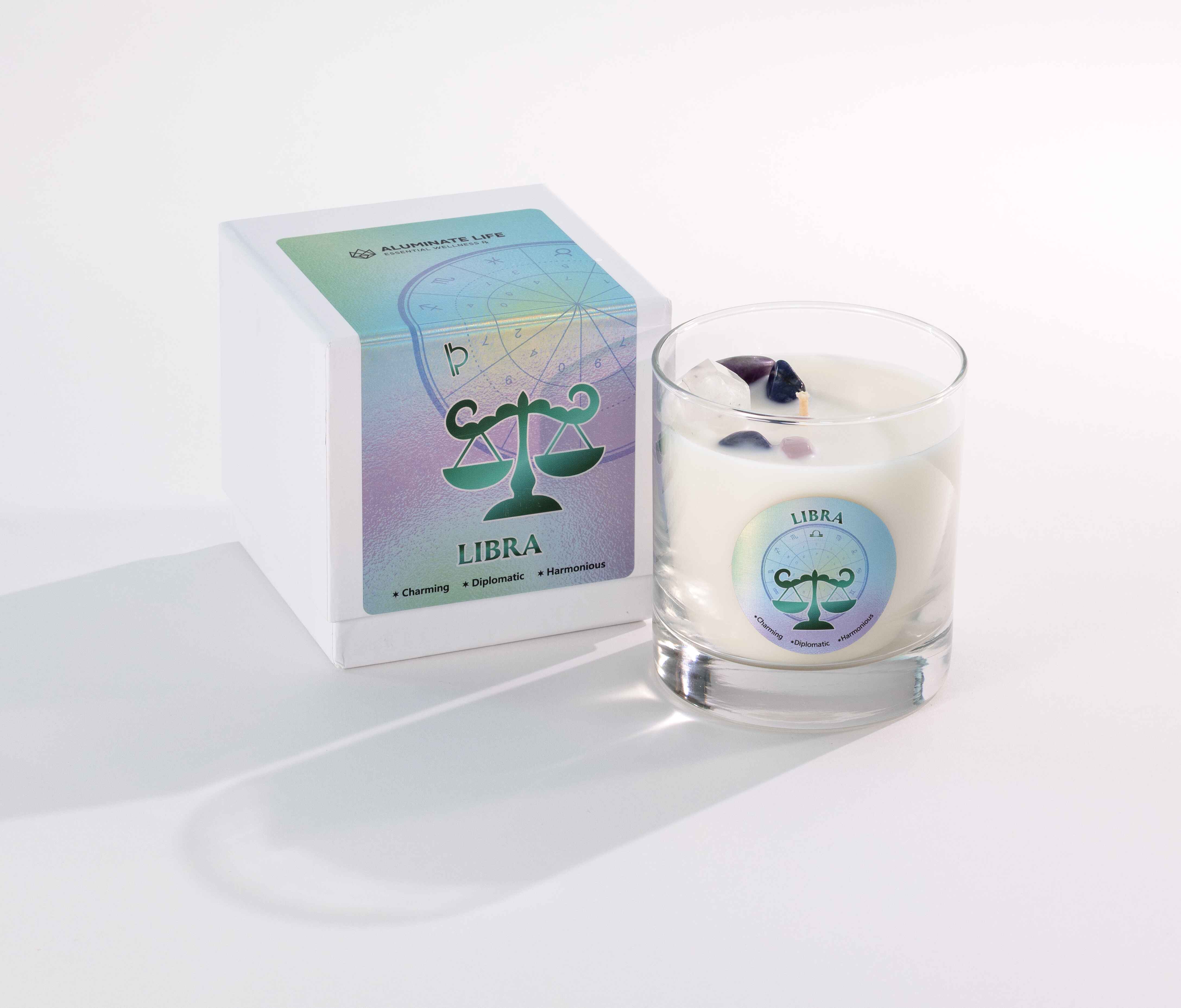 Buy Libra Crystal Infused Zodiac Essential Oil Candle